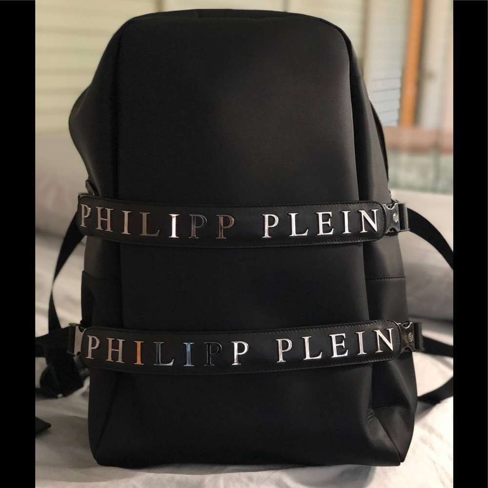 Brand New Phillip Plein Black Leather Back Pack